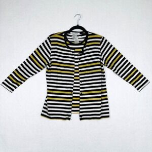 Evelyn & Arthur Silk Knit Sweater 2 pc Set Striped Cardigan Tank Sz M/S Retro